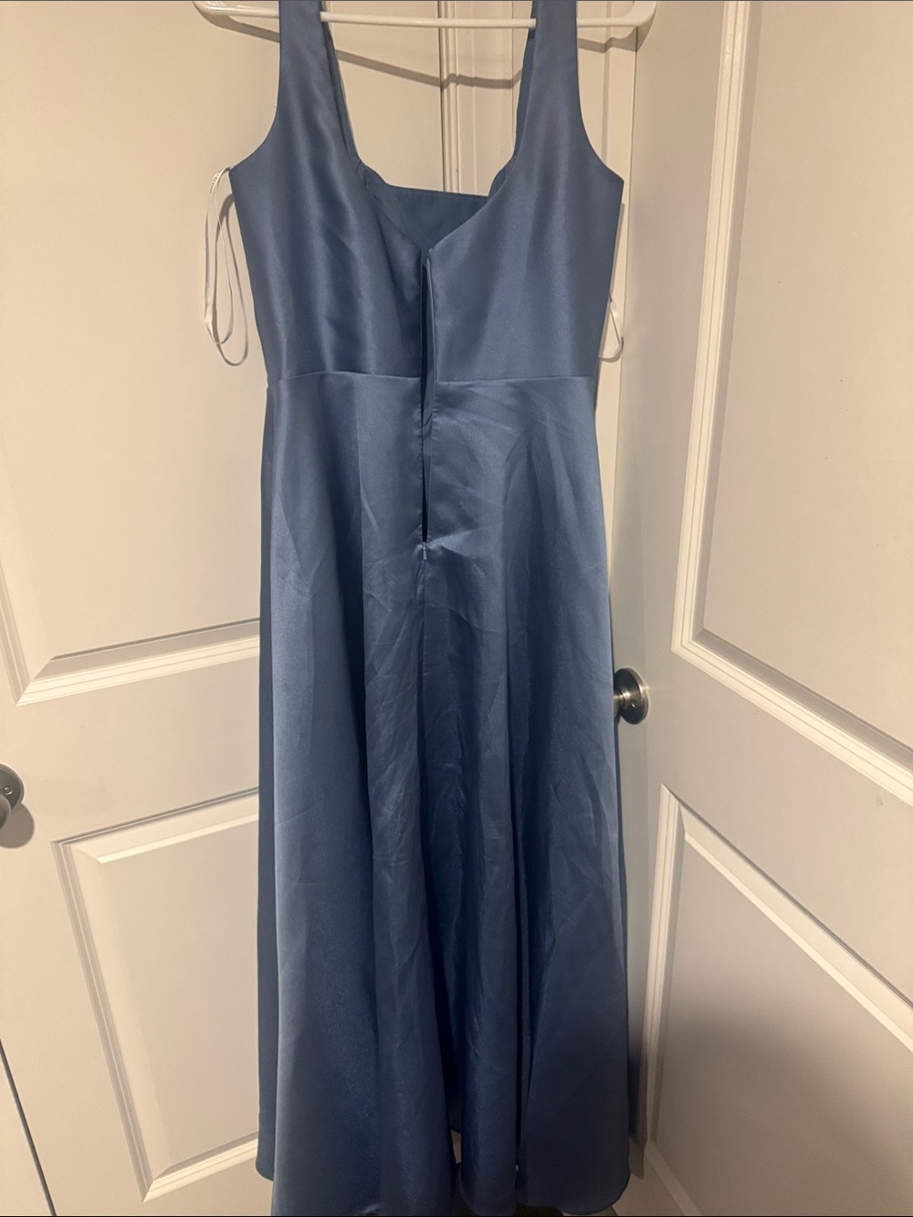 Dessy Collection Dusty Blue Satin Maxi Dress - Picture 3 of 3